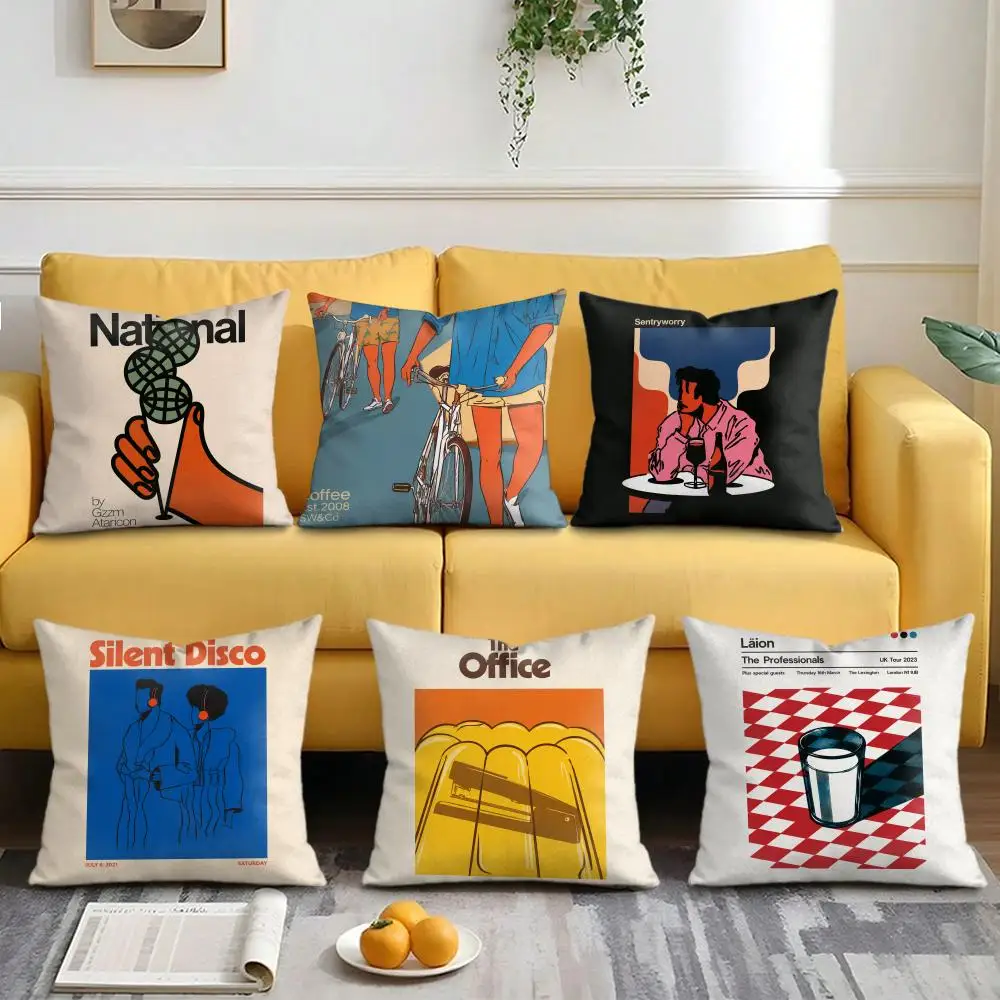 

Vintage Silent Disco Retro Cushion Cover Short Plush Soft Double-Sided Printing Pillow Case Cozy Sofa Bedroom Home Decor