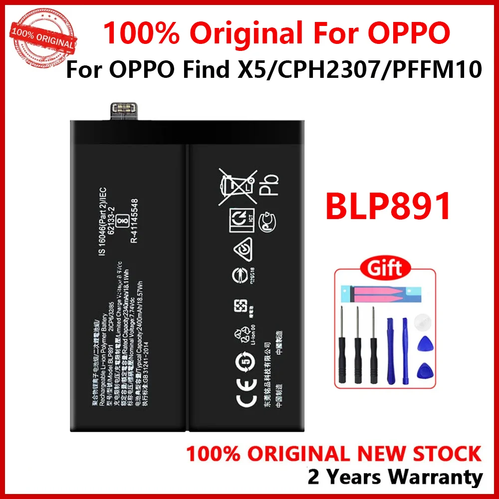 

Original Battery For OPPO Find X5, 100% New, BLP891, Batteries With Gifts, FindX5