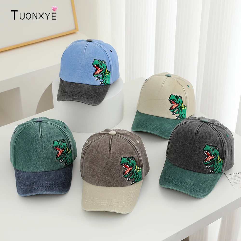 

TUONXYE Spring Boy's Breathable Baseball Cap Cute Cartoon Dinosaur Embroidered Cotton Metal Adjustable Children's Leisure Cap