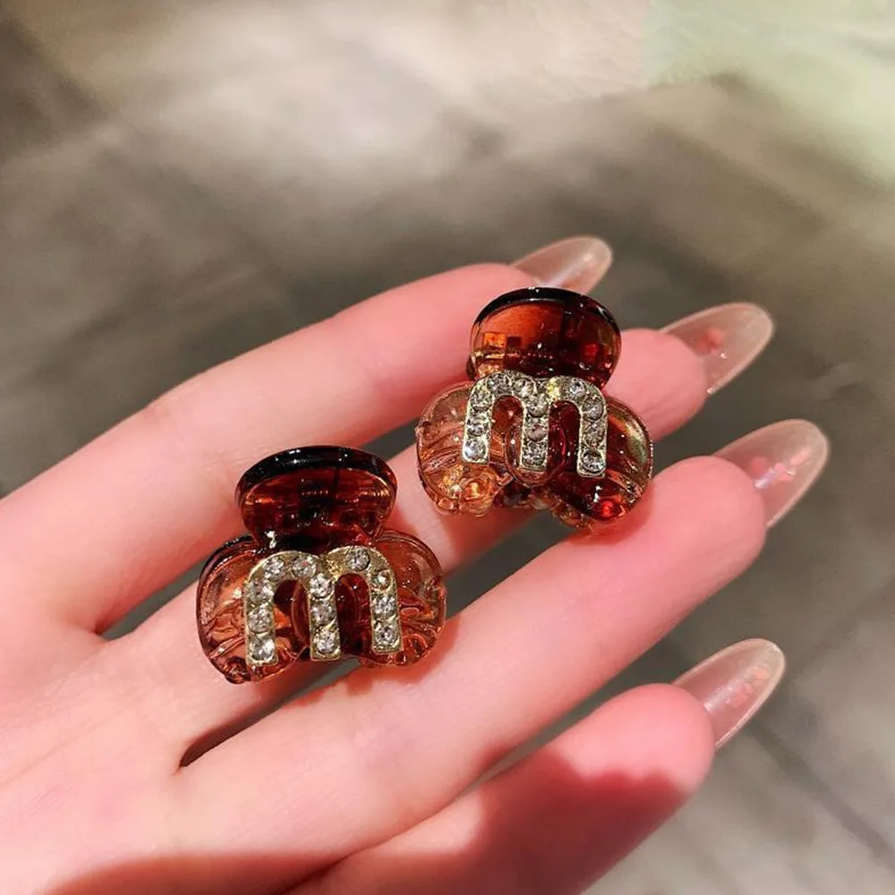 

Trendy French Mini Rhinestone Hair Clips Sparkling Korean Side Hair Clip Shiny Alphabet Hair Clips for Women Girls