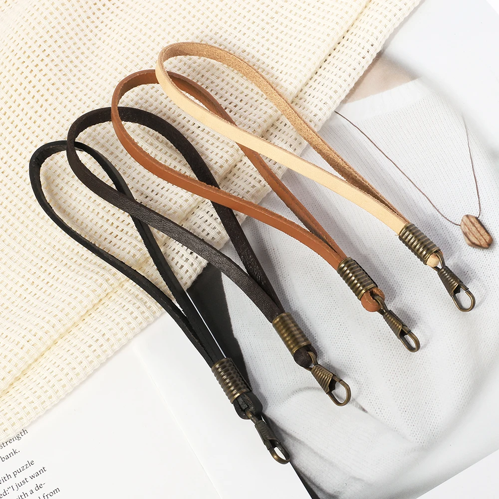 Vegetable Tanner Leather Clutch Bag Strap Silver Bronze Buckle Handbag Handle Replacement For Women Wallet Purse Wrist Bag Belt