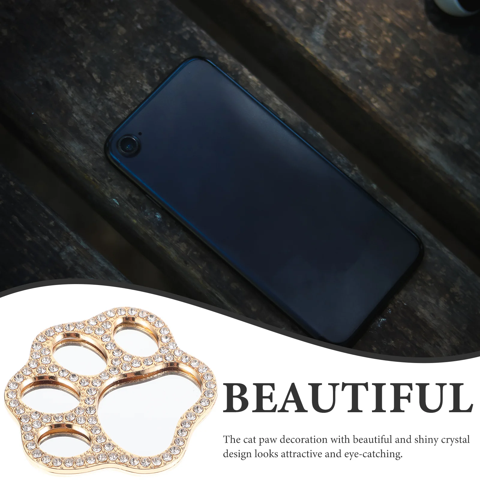 2 pçs espelho de pata de gato bonito cristal pata de gato decoração diy fornecimento para caso de telefone charme portátil pequeno espelho uso decorativo