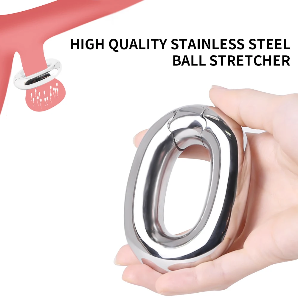 Male Stainless Steel Ball Stretcher Cock Ring Cbt Toy Scrotum Pendant Testis Weight Penis Restraint Lock Ring Sex Toys For Men