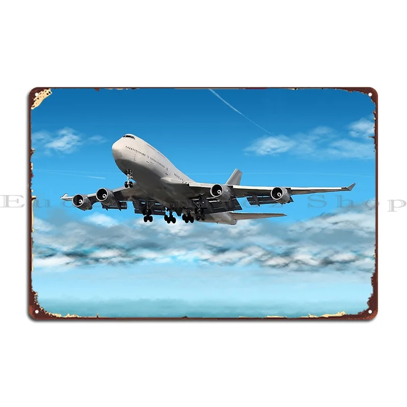 لوحة معدنية Boeing 747 تخلق كهف بتصميم كلاسيكي لإنشاء ملصق لافتة من القصدير #1