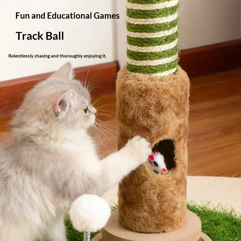 Poste rascador y árbol para gatos de sisal, juguete duradero - imagen 3