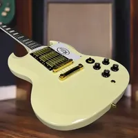 Free Shipping Yellow Double-cutaway SG Electric Guitar Custom Trill Peach Blossom Core Neck and Body Gold Hardware Guitar