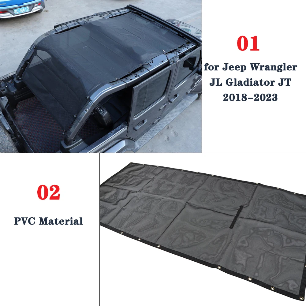 Windshield Sunshade Cover Heat Insulation Net for Jeep Wrangler TJ JK JL 1997-2018 2019 2020 2021 2022 2023 Interior Accessories