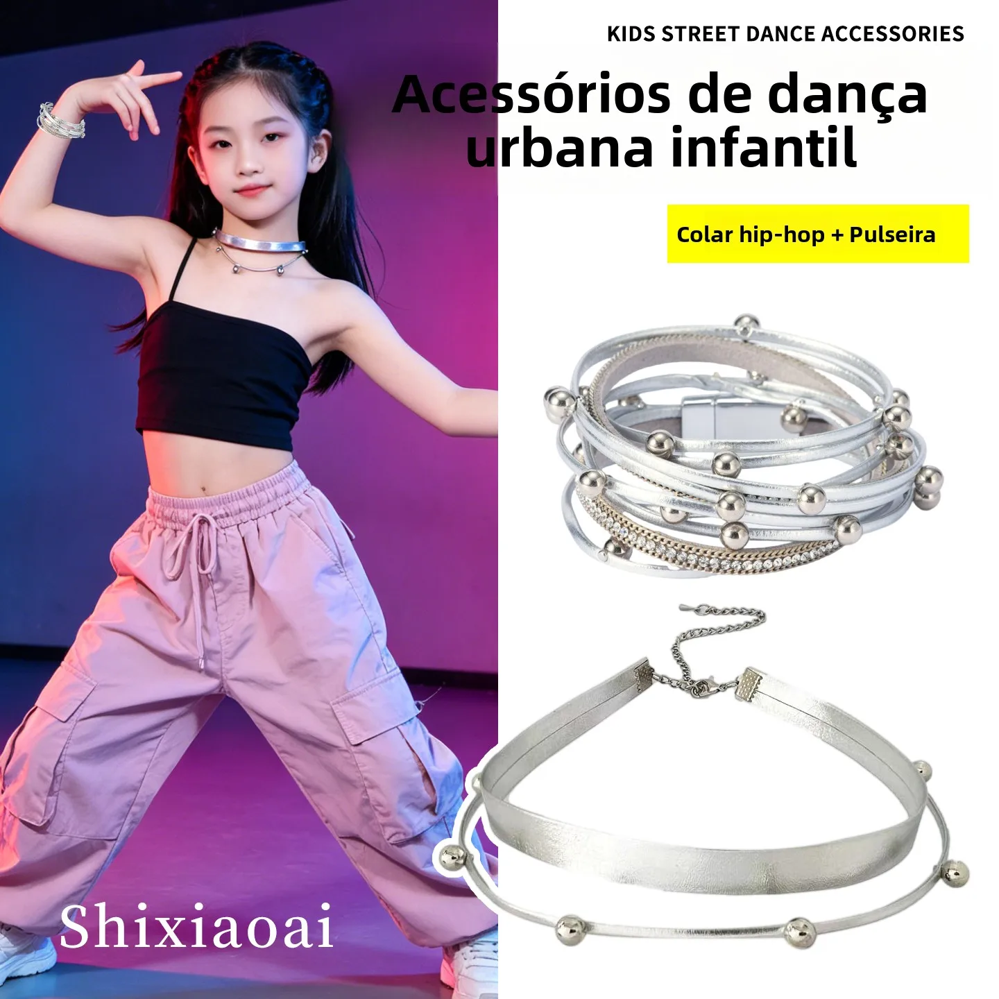 colar-hiphop-prateado-para-criancas-conjunto-de-joias-para-meninas-acessorios-em-forma-redonda-para-danca-de-rua