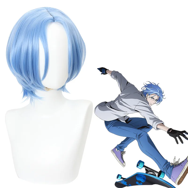 Xiu Dan Infinite Skateboard SK∞ River Lan Jia Cosplay peluca azul cielo 30cm parte central Anime pelo 463C