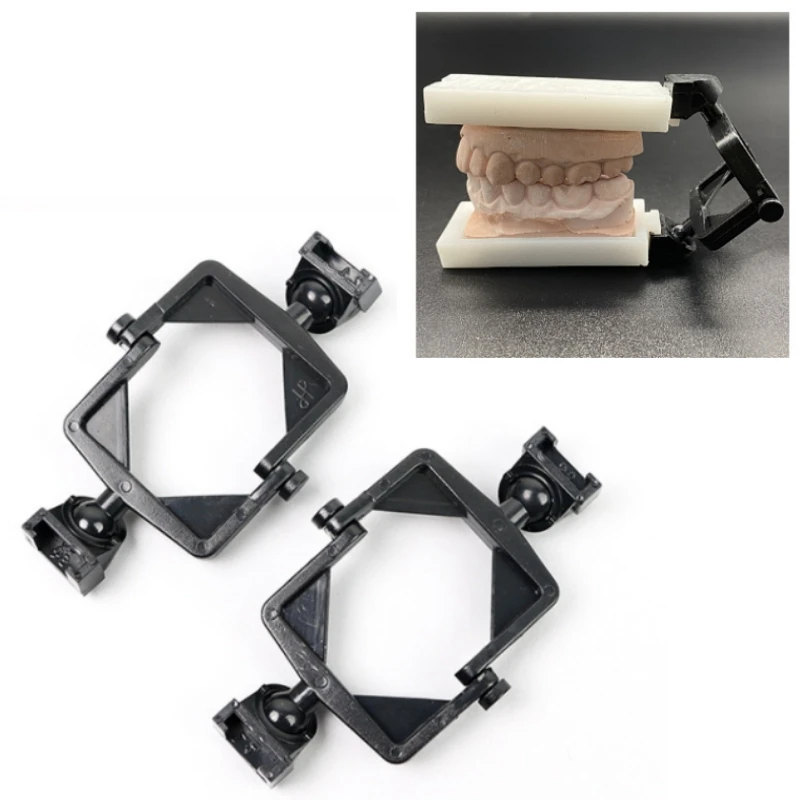 100Pcs Disposable Dental Articulator Plastic Simple Occlusal Jaw Bite Rack Frame Black White HolMouth Bite der Lab Tool