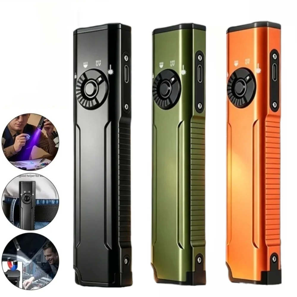 395nm-uv-flashlight-waterproof-edc-dual‑light‑source-torch-with-pocket-clip-hand-lamp-for-outdoor-inspection-daily-carry-use