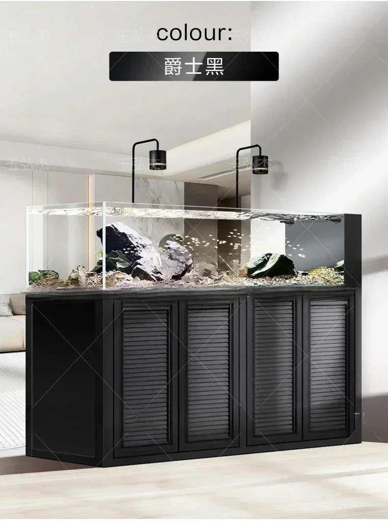 Aluminum alloy stream tank ecological water-free bottom filter living room ultra-white glass aquarium