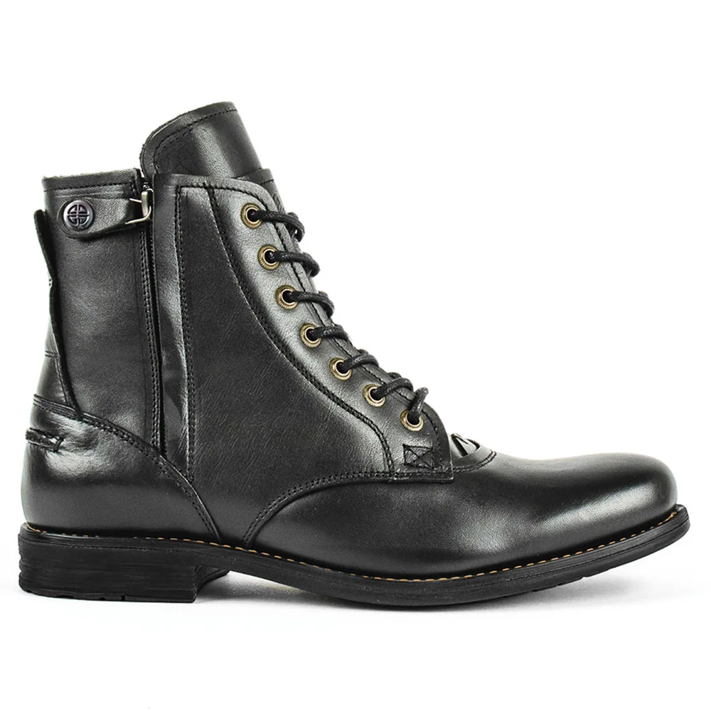 Men's leather boots motorcycle men's boots, fashionable mid-top boots, comfortable for outdoor