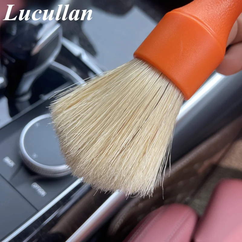 Lucullan Super Dense Natural Boar\'s Hair Premium Cleaning Brushes For Small Spaces,Engine Bays,Exterior Detailing