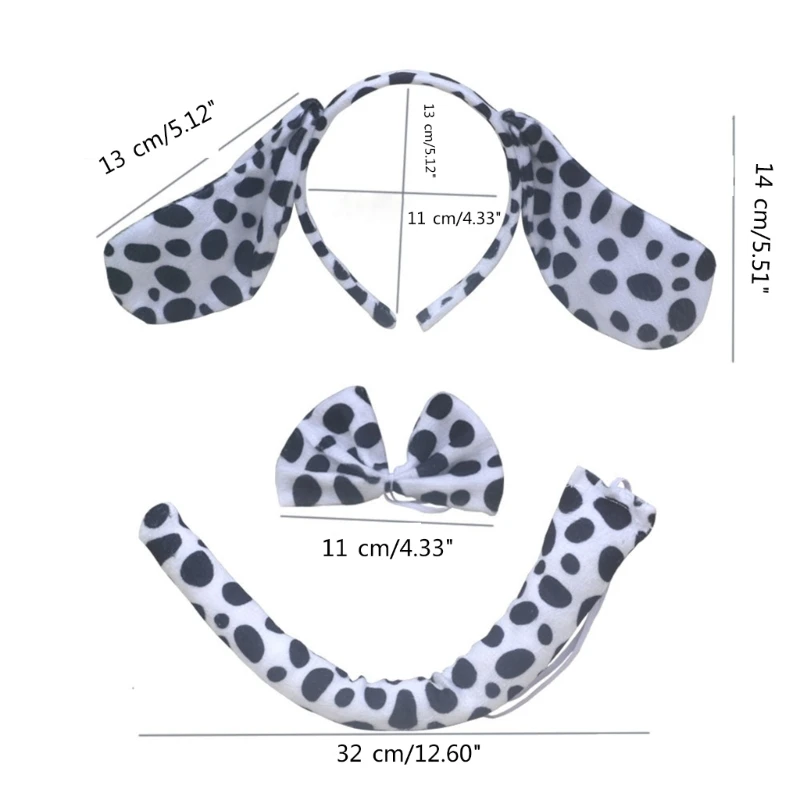 d'accessoires Costume pour chien, bandeau d'oreille, nœud, nez, queue, accessoire Cosplay d'halloween