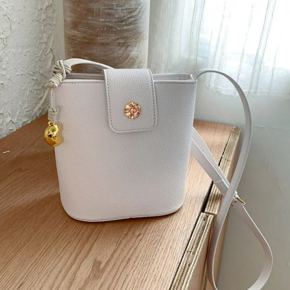 

PU Lichee Pattern Bucket Bag Korean Style Handbag Simple Shoulder Bag Storage Bag Phone Bag Ins Square Tote Bag Ladies/Girls