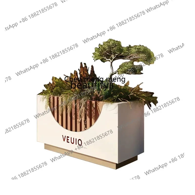 xqOutdoor Flower Box Iron Flower Outdoor Coffee Shop Leisure Area Fence Partition Planting Box