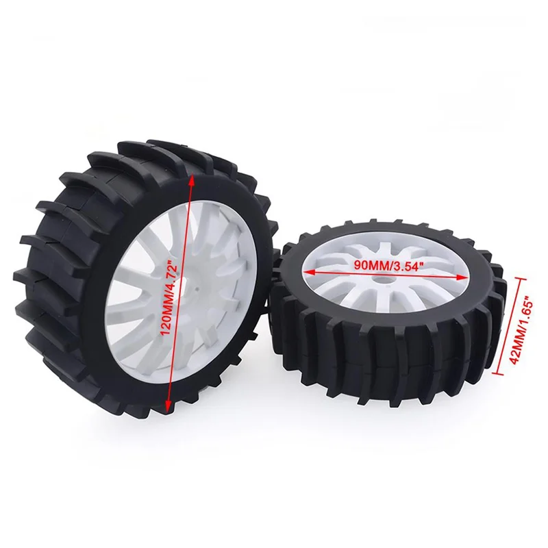 A63T-4 Stuks 120Mm Sneeuw Zand Peddel Band Wiel Band 17Mm Hex Voor 1/8 Arrma Traxxas Redcat team Losi HPI HSP Baja RC Auto