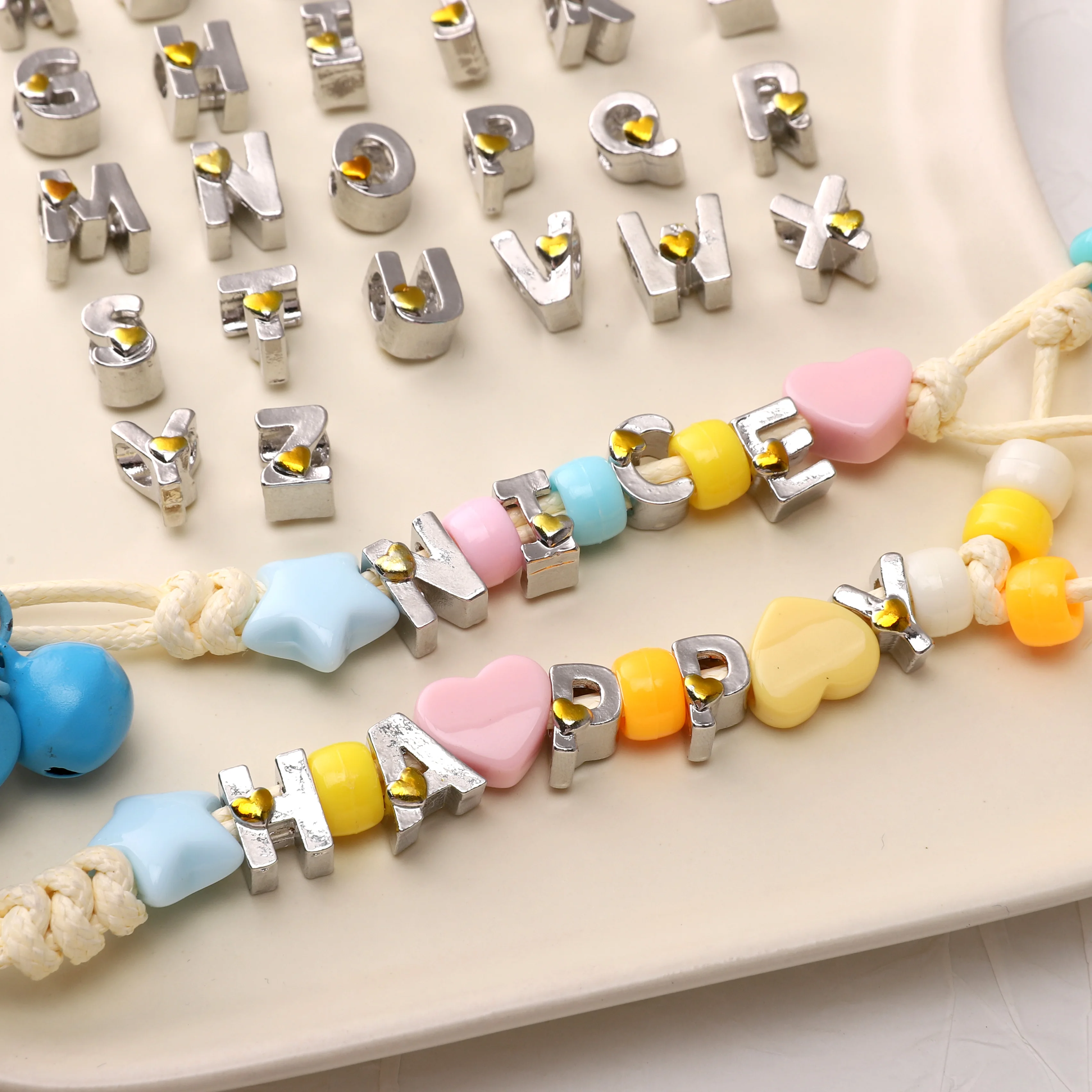 1pc/bag Alloy Letter Beads A-Z Alphabet Loose Spacer Beads For Jewelry Making Phone Chain Bracelet Accessories Handmade Beads