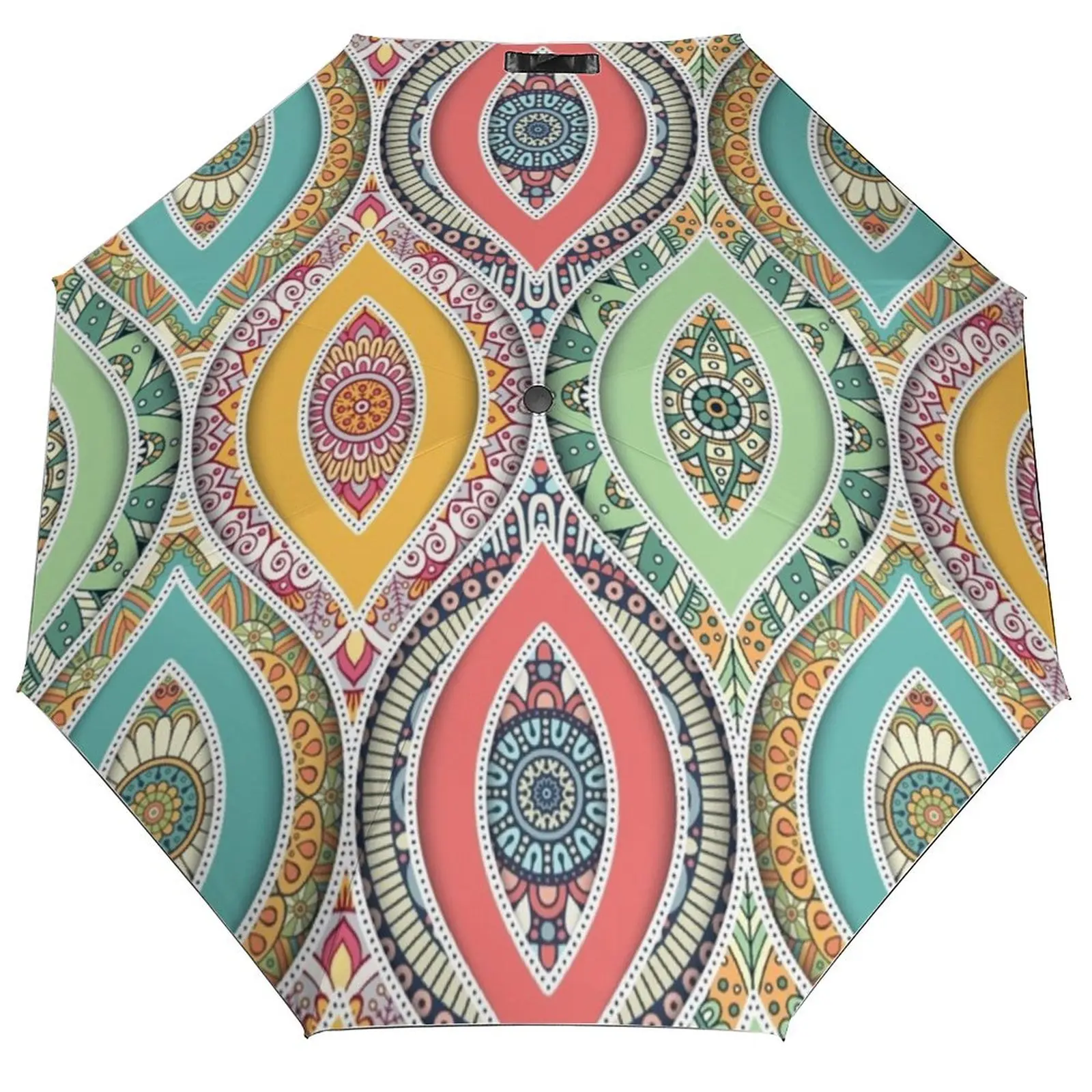 

Bohemian Indian Umbrella Retro Hippie Print Sunshade UV Protection Umbrella Foldable Fashion Auto Beach Custom Umbrella