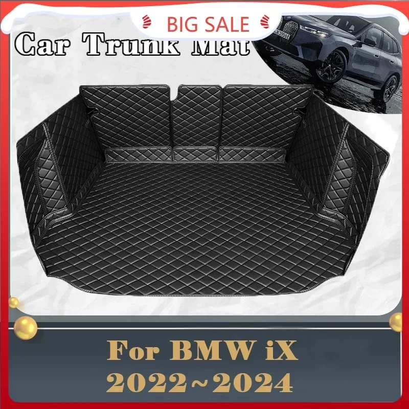 Car Trunk Mat For BMW iX M60 2022 2023 2024 Dirt-resistant Fully Surrounded Trunk Mat Rear Cargo Tray Car Accessories