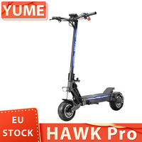 YUME HAWK Pro Electric Scooter 10x4.5 inch Tubeless Road Tires 3000W*2 Motor 60V 30Ah Battery 50mph Max Speed 60miles Max Range