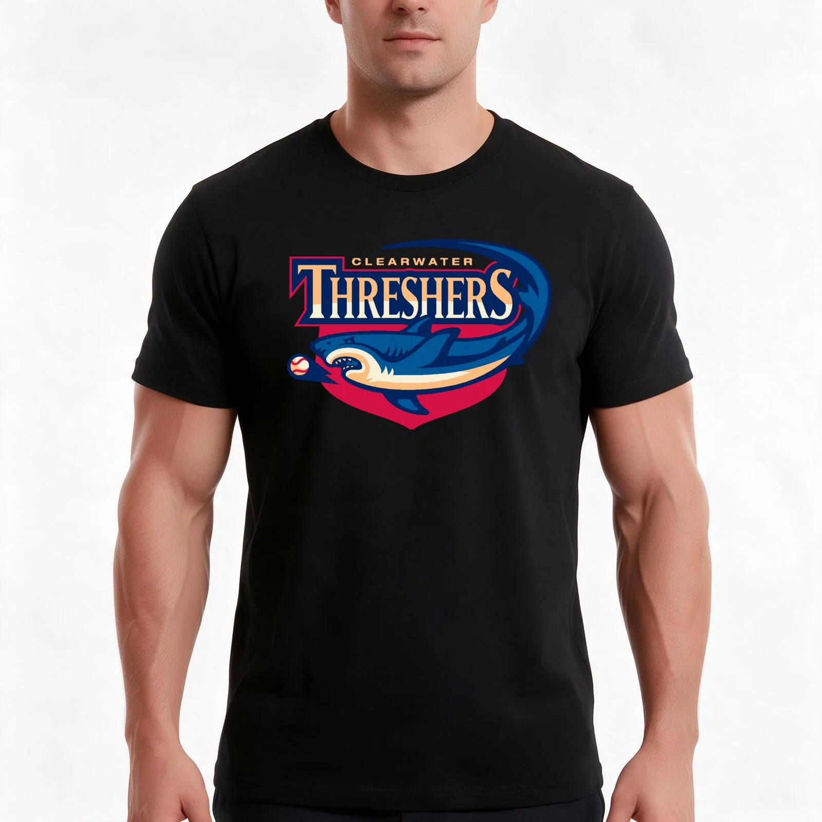 The Clearwater-Threshers Logo T-Shirt, Summer Casual Cotton Tee, Oversized Streetwear Tops, Vintage Graphic Print, 100% Cotton
