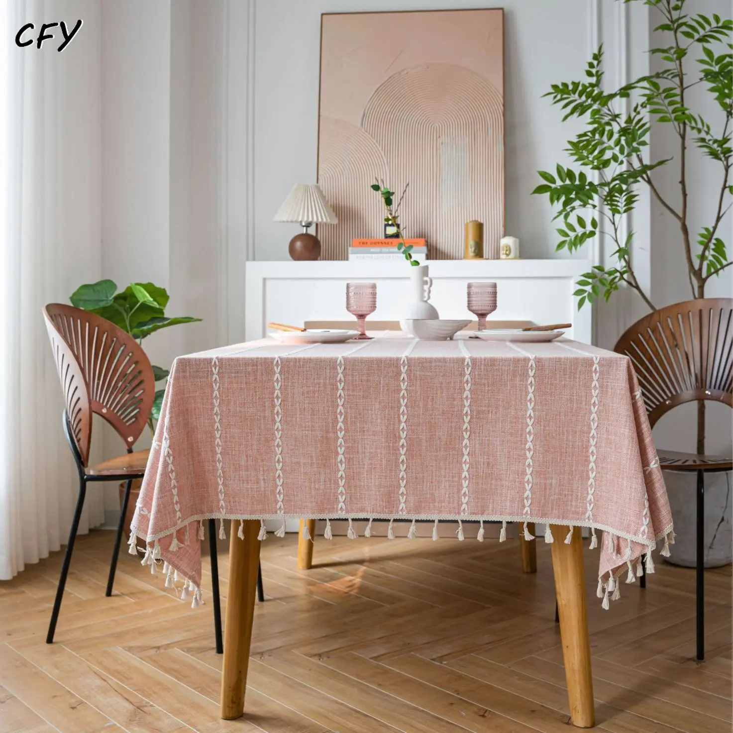 

Cotton Linen Pink Hollowed Out American Countryside Rectangular Tablecloth Tea Table Pad Meal Cloth Photo Background Cloth