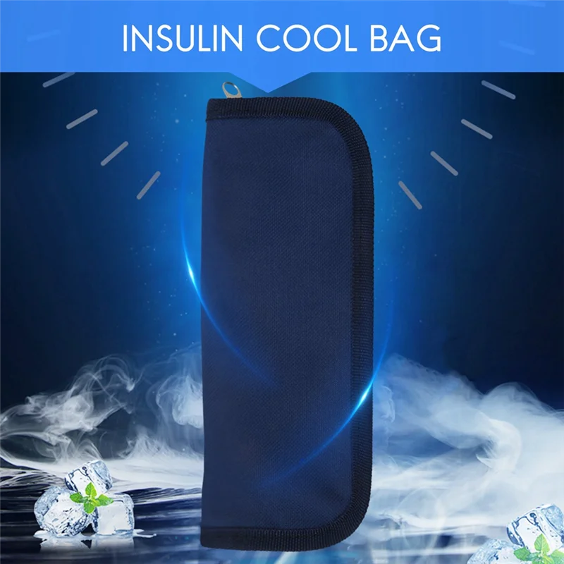 2PCS Insulin Cooler Travel Case Diabetic Medication Organizer Cooler Bag Navy Blue