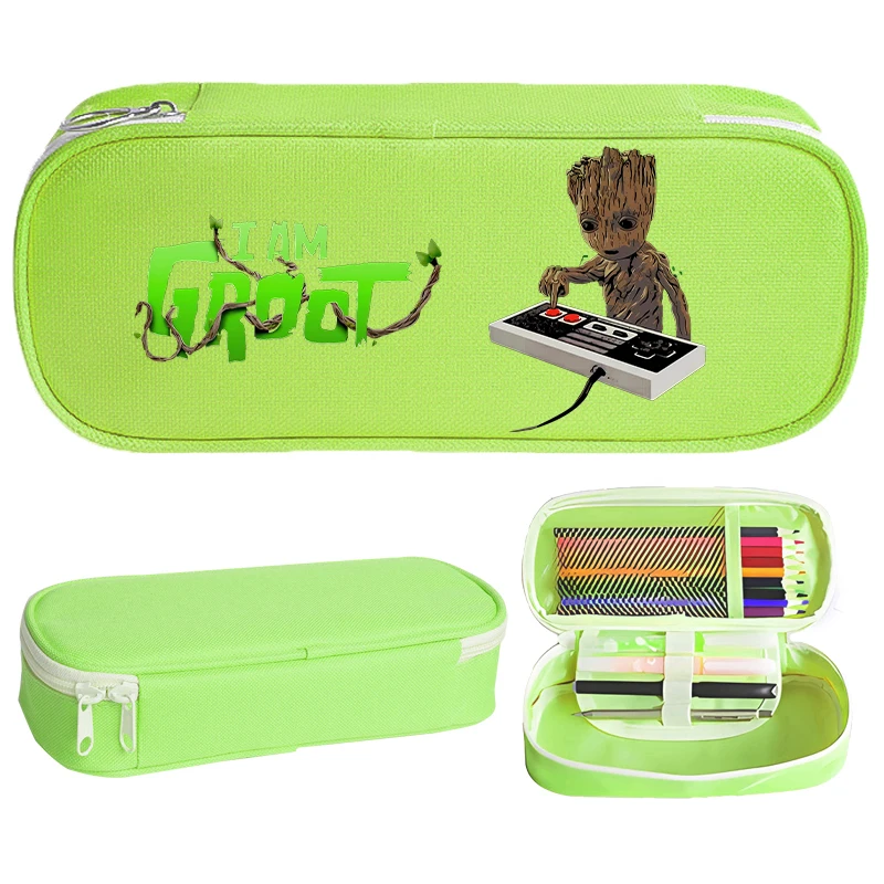 Disney Marvel Groot Student Pencil Case Movie Cartoon Print Pen Bag Children Go School Stationery Portable Storage Bag Kids Gift