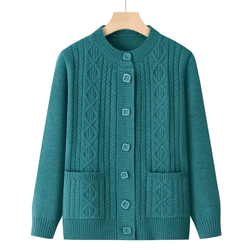 2025 Spring Autumn Middle Aged Mother Fashion Women's Bottoming Top Temperament Long Sleeve Female Knitting Cardigan Sweater