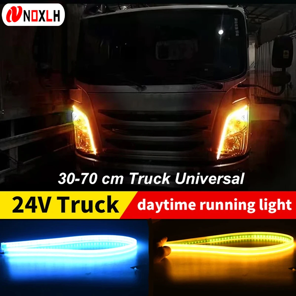 2pcs 24V Truck Drl Daytime Running Light Strips Super Bright Waterproof Turn Signal Yellow Lamp For Truck Pickup 24V Lorry