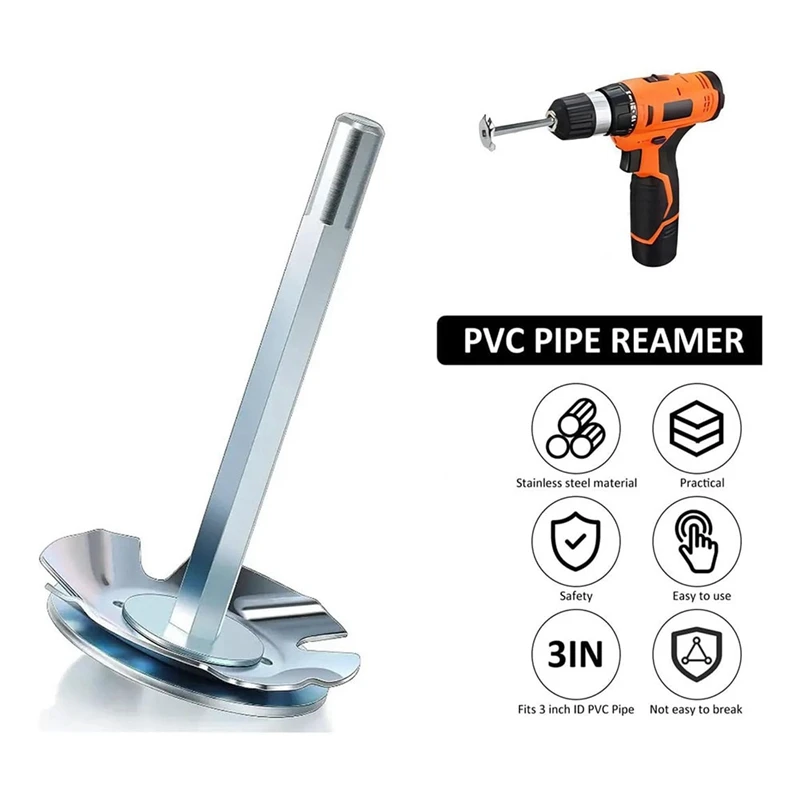 PVC Joint Saver, Pipe Reamer Tool For Removing SCH 40 From Hubs, For ABS PVC Pipe, Fits 1 2Inch Variable Speed Drill Durable