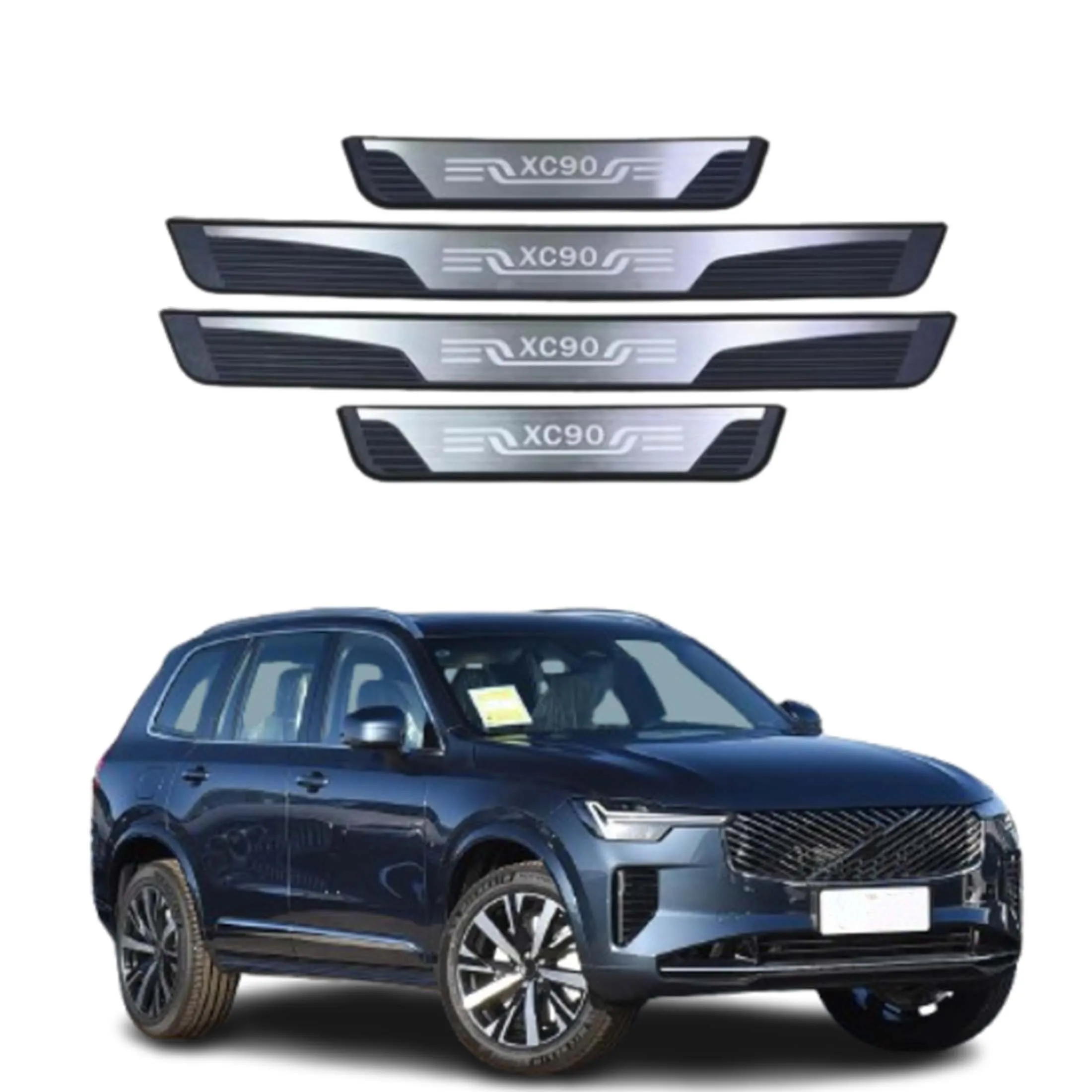 For Volvo XC90 Accessories 2024-2026 Car Door Sill Protector Threshold Scuff Plate Wear-resistant Welcome Pedal Trim Stickers