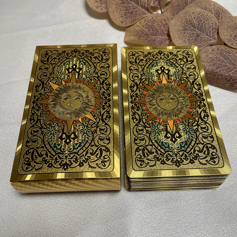 

320g Golden Tarot 12x7cm English Cards Classic with Keywords for Beginners with Guide Book High Quality Deck