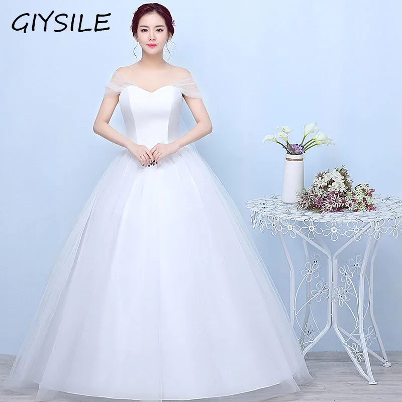 GIYSILE White Dress Korean Style One Shoulder Fluffy Skirt Wedding Gown Floor Length Wedding Dress Vestidos De Novia Dresses