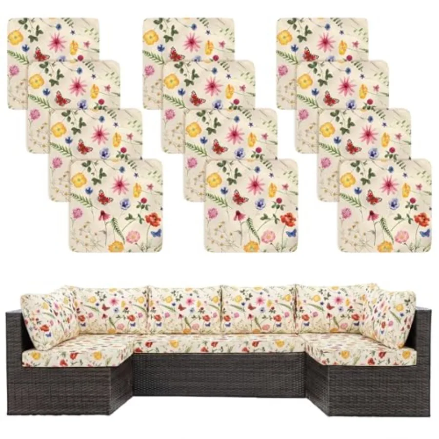 

2 шт. эластичных чехла для уличной мебели в стиле ретро с цветочным узором, защитные чехлы для диванов и кресел для патио