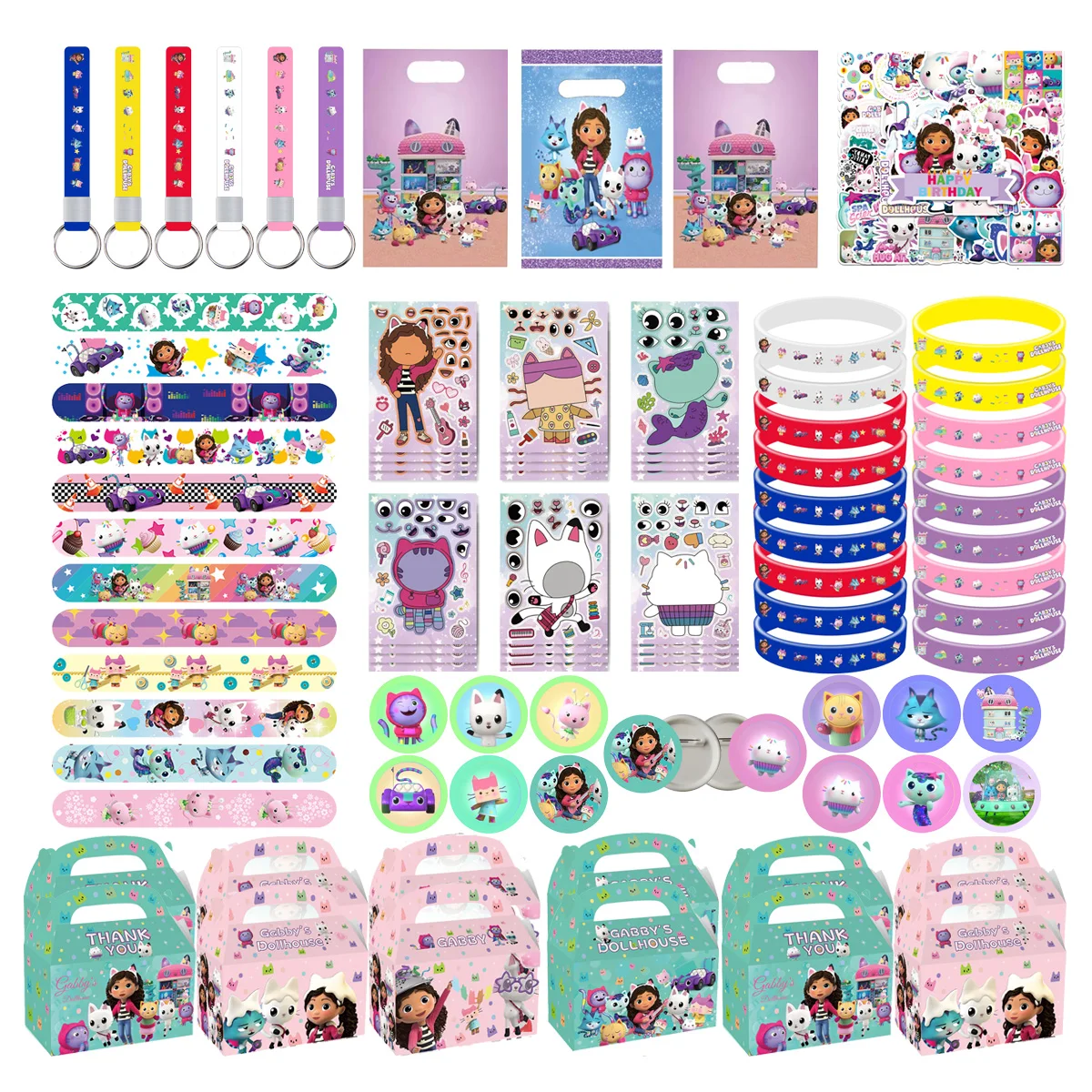 

Gabby Dollhouse Party Favor Seal Stamps Gifts Goodie Bag Pinata Fillers Temporary Tattoo Sticker Slap Bracelets Wedding Supplies
