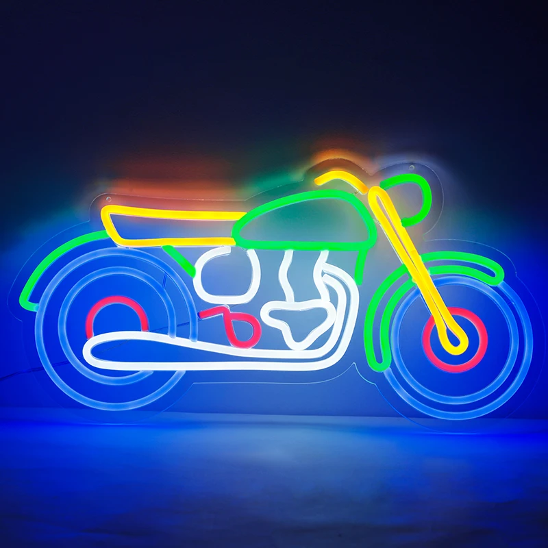 Led Neon Sign Motorbike Neon Light with Dimmable Switch Gaming Motorcycle Neon Sign for Kids Game Room Halloween Decor