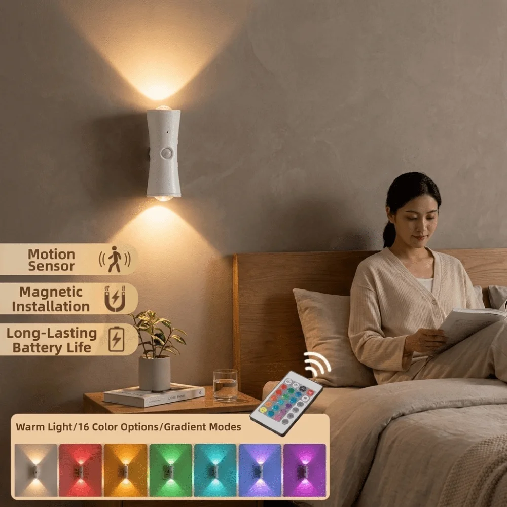 Intelligent Human Body Induction Night Light Magnetic No Punching Rechargeable Night Light Dual Cat Eye Atmosphere Light