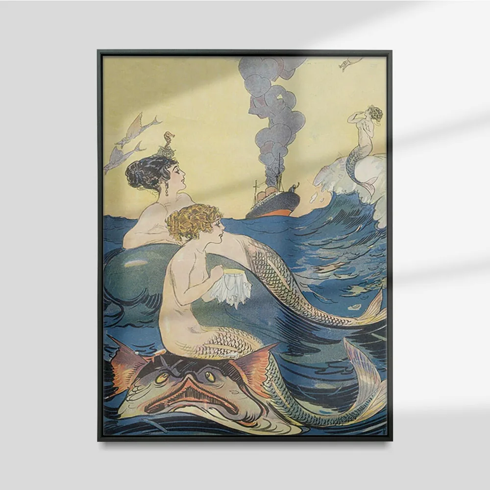 Gordon Ross Vintage Poster Art Nouveau Mermaid Fairy Tale Print Canvas Painting Wall Picture Decor Gift