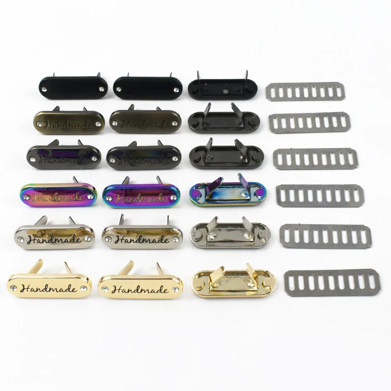 

Meetee 10-50Pcs 35x12mm Handmade Decorative Labels Buckle Diamond Metal Buckles for Clothing Hat Label DIY Crafts Accessories
