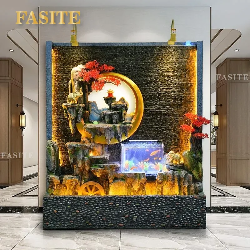 Modern Indoor Waterfall Room Divider Wall Fountain with Flowing Water Feature for Living Room Office Decor Zen Garden