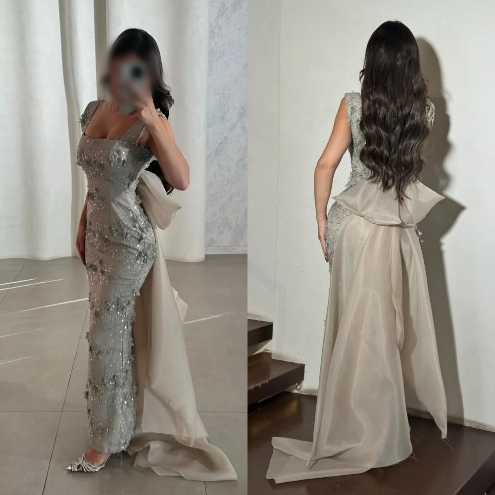 Customized High Quality Elegant Party Applique Bespoke Occasion Off-the-shoulder Straight Long Dresses Sparkle Evening Dress