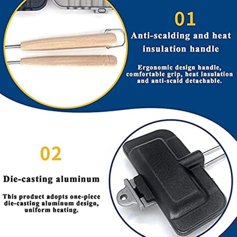 ฮอตดอกปิ้งขนมปังกระทะแซนวิชสองด้านเครื่องทำชีสเครื่องทำแซนวิชกระทะทอดตั้งแคมป์