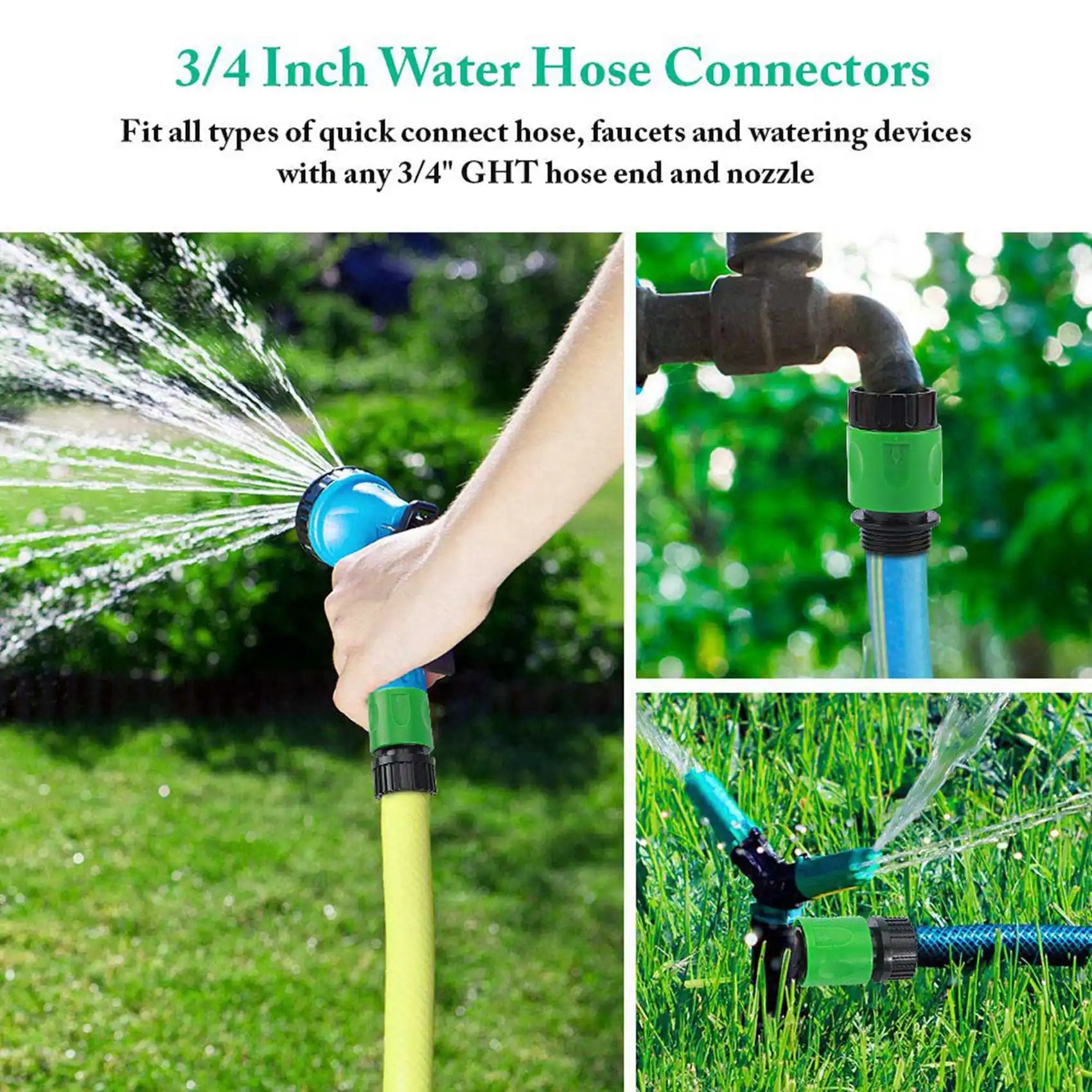 VELIF-Garden Quick Connect Release Water Hose Fittings Plastic Connectors, Male & Female 3/4 Inch GHT 20Pcs