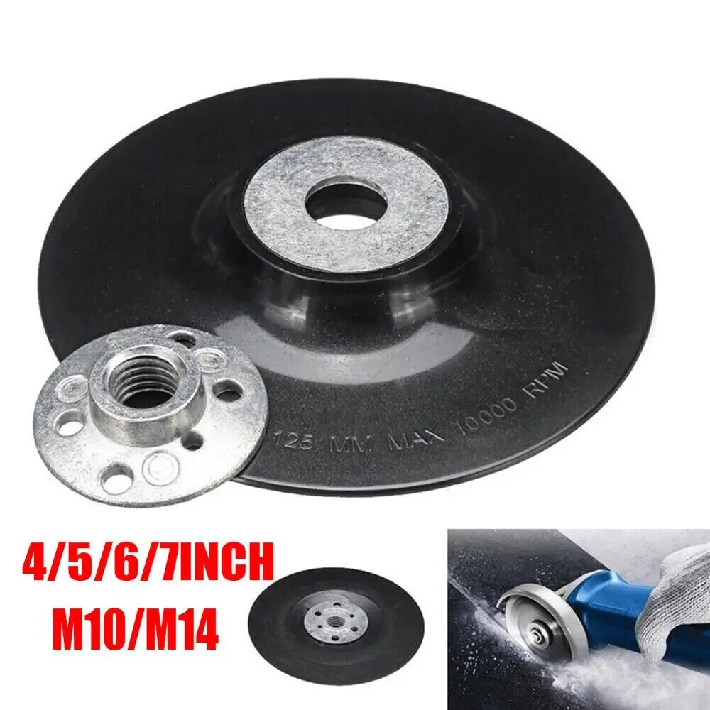 4-7'' 100/125/150/180mm M10/M14 Thread Backing Pad ABS Plastic Back Pad Round Grinding Discs For Angle Grinder Sanding Sander