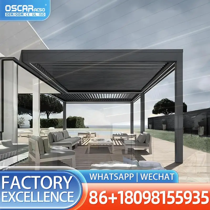 

Sustainable Waterproof 8x8 Motorized Electric Folding Louvered Aluminum Pergola for Garden Patio Backyard pergola