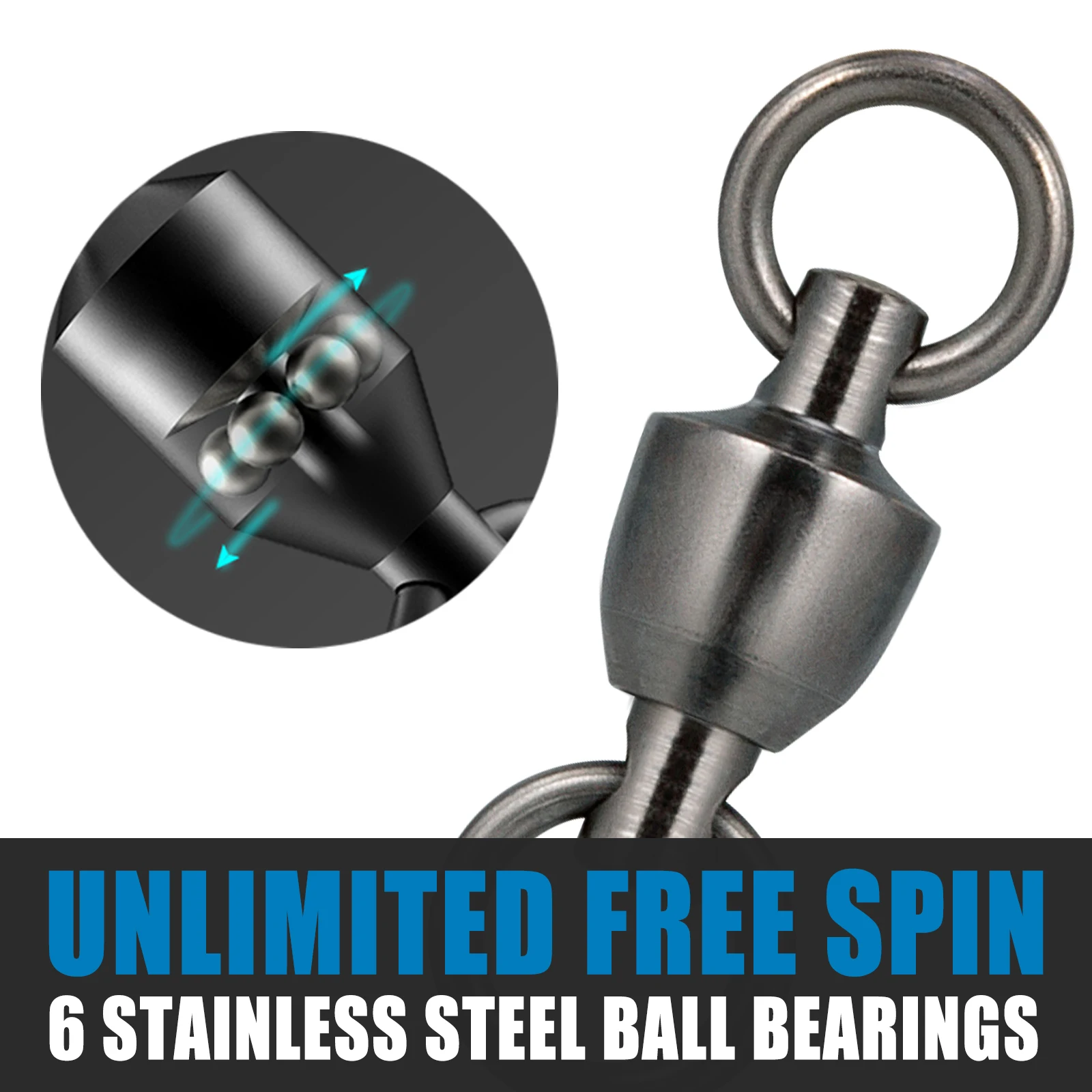 20pcs Ball Bearing Swivel Saltwater Heavy Duty Solid Ring Fishing Swivel Stainless Steel Sea Fishing Hook Lure Connector view 5