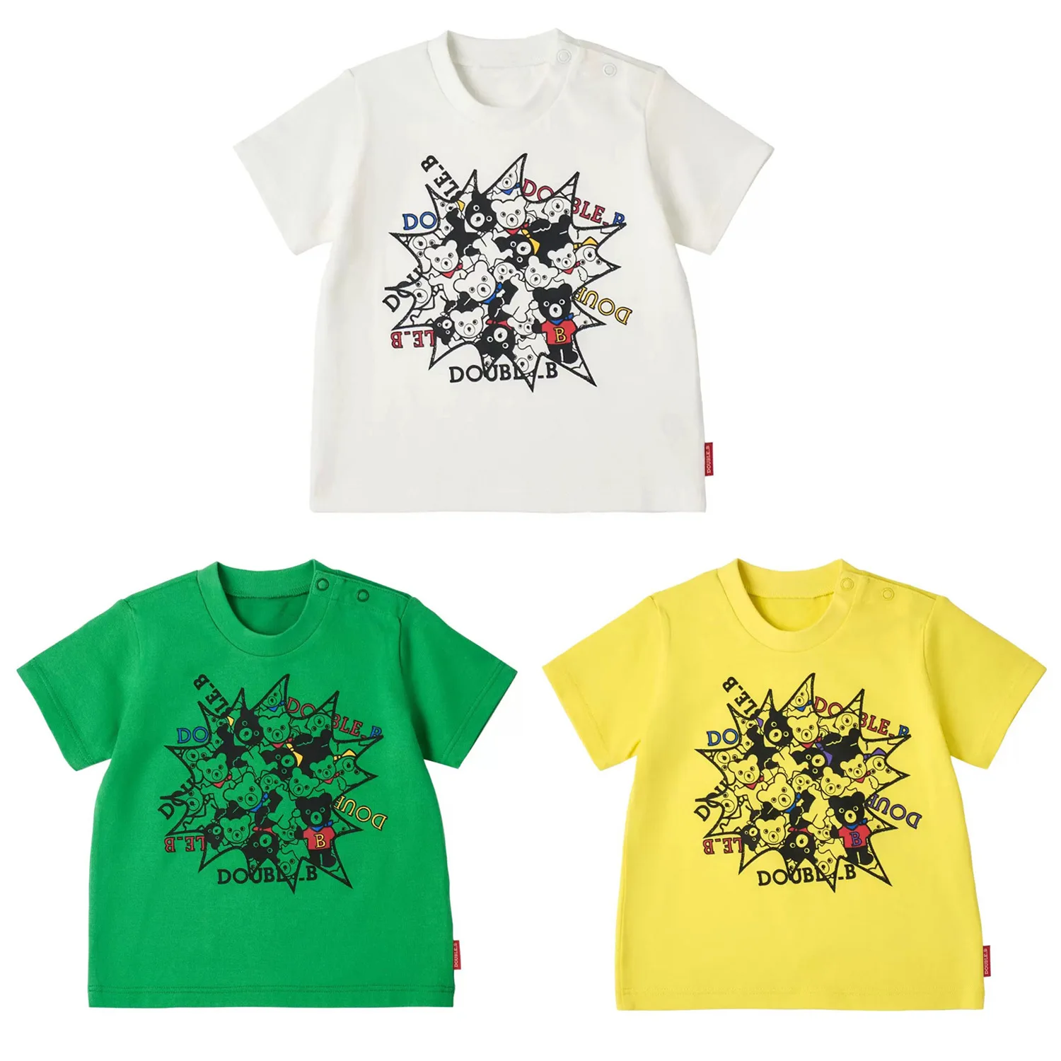 

2025 New Summer Japanese and Korean Style 100 Cotton Comfortable Children's Solid Color Bright Little Black Bear Cute T-shirt